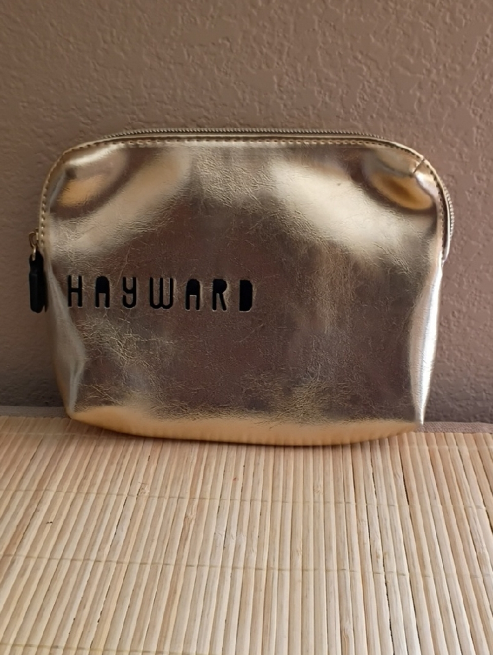 NWOT HAYWARD Metallic Gold Cosmetic Bag/Case/Purse